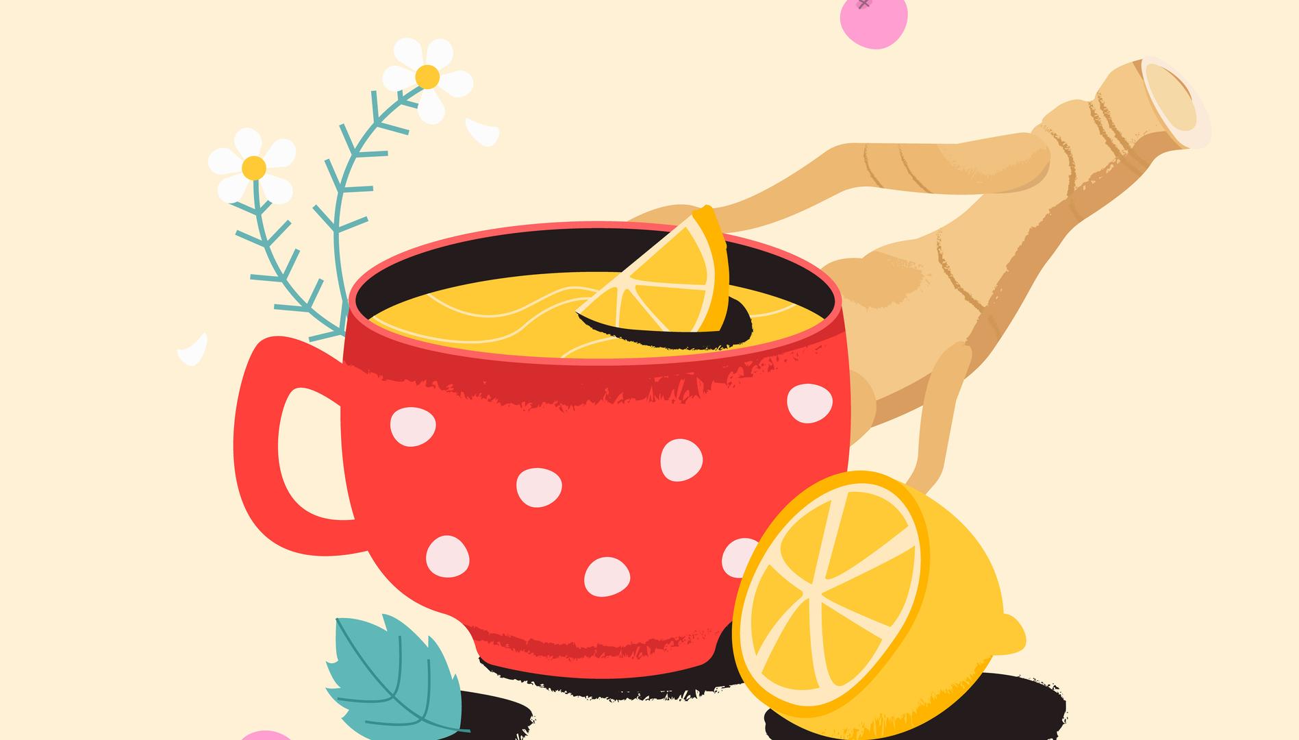 Tee mit Zitrone, Ingwer und Kamille