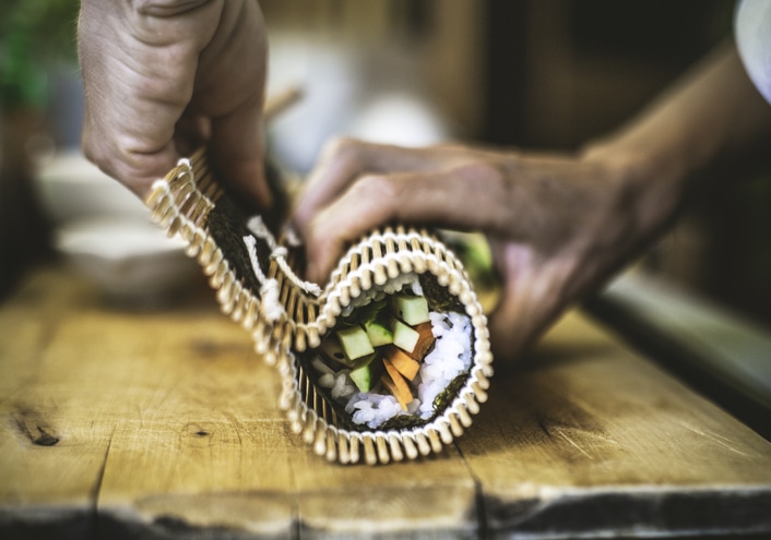 sushi rollen hände brett diy selfmade diy-sets