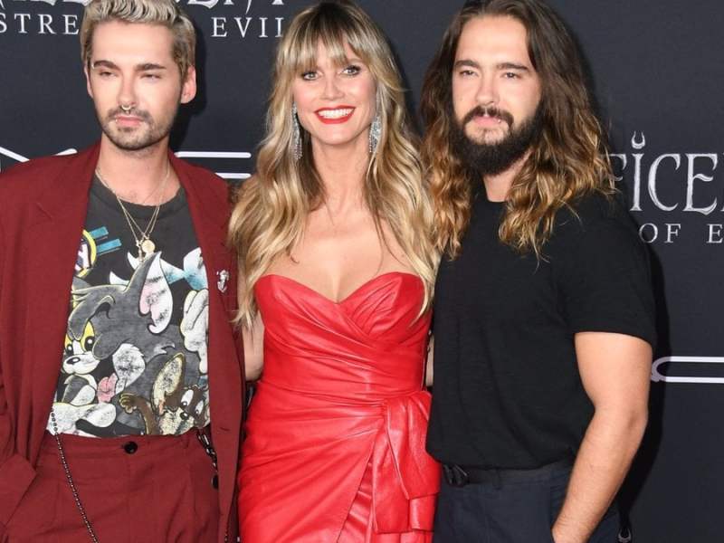 Die Brüder Bill (l.) und Tom Kaulitz mit Heidi Klum.. © Birdie Thompson/AdMedia/ImageCollect