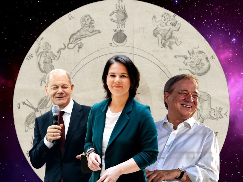 die Budnestagswahl im Horoskop armin laschet annalena baerbock olad scholz