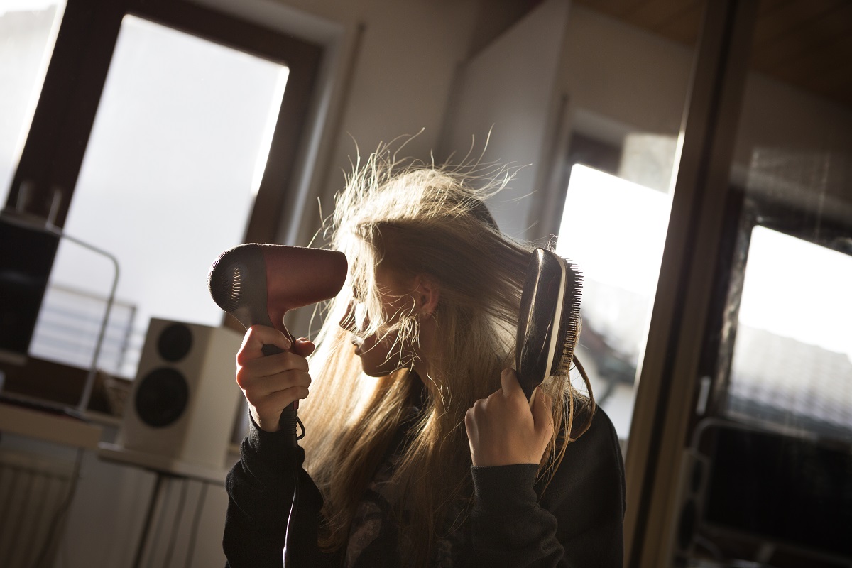 Haare Lufttrocknen Föhnen