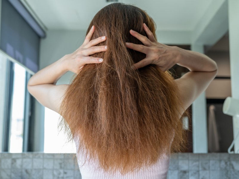 frau mit trockenen haaren