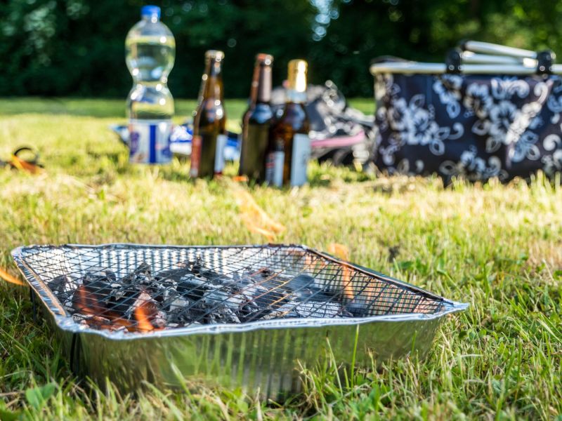 einweg grill park bier sommer