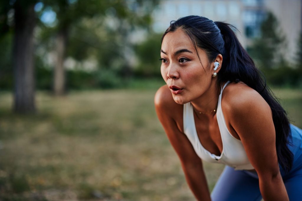 Joggen Frau außer Puste