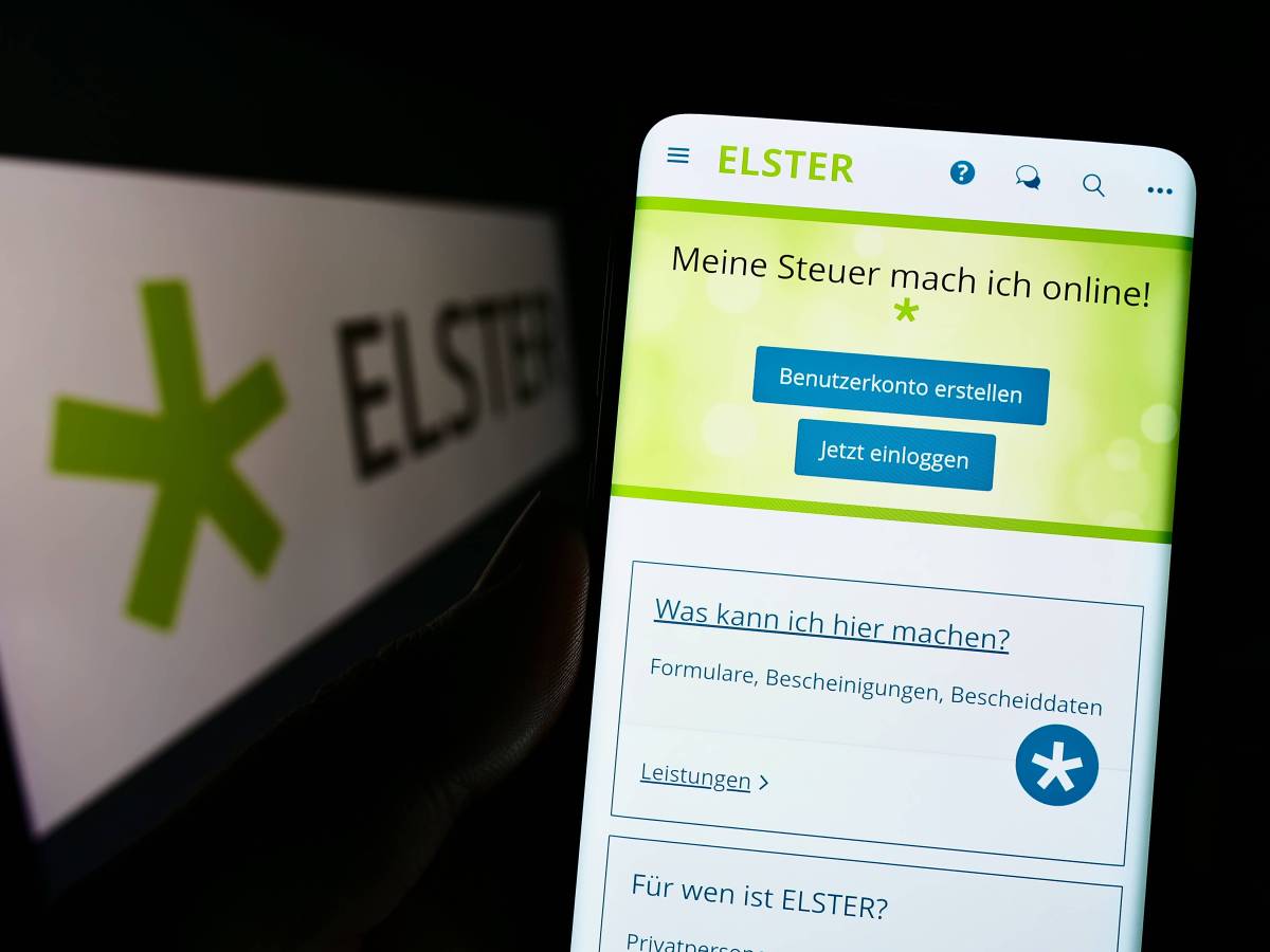 handy mit der geÃ¶ffneten Steuerportal Elster.