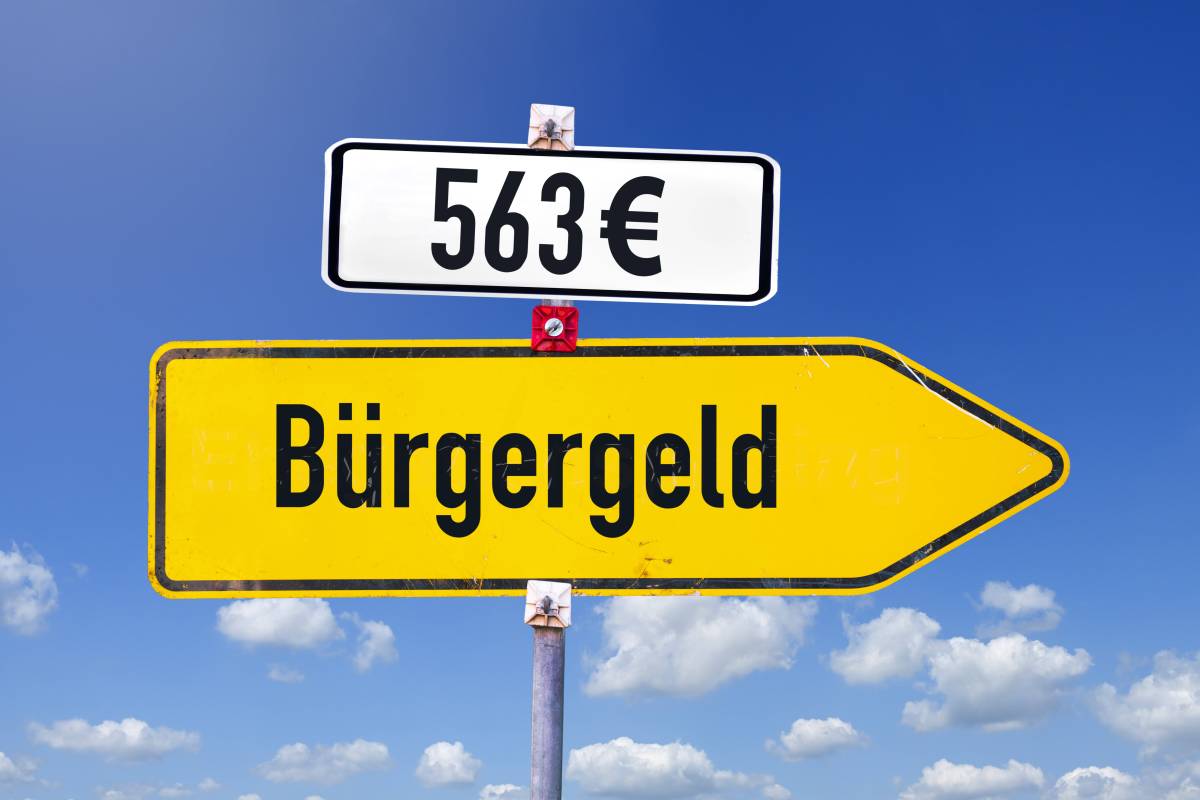 Ein Schild mit der Aufschrift BÃ¼rgergeld.