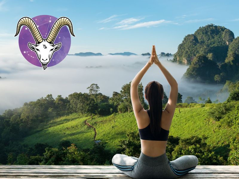 Frau macht Yoga: Gesundheit Horoskop 2024 für Sternzeichen Steinbock