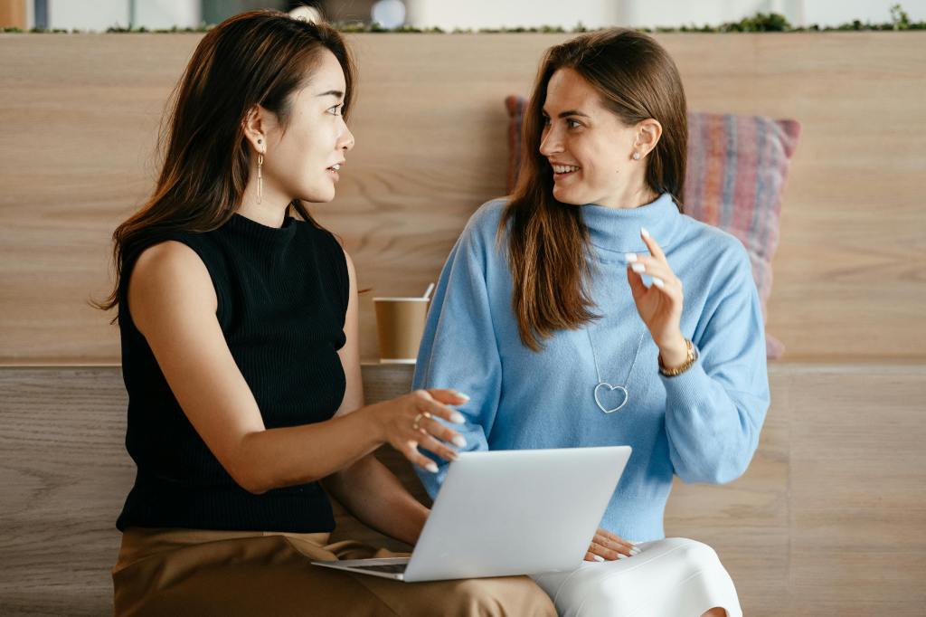 zwei Frauen mit Laptop, Arbeit