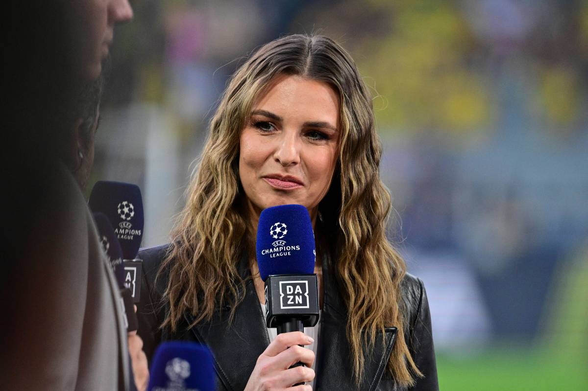 Laura Wontorra als Moderatorin bei der Champions League.