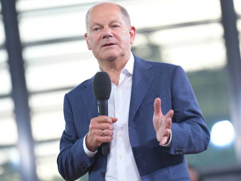 Bundeskanzler Olaf Scholz bei einer Fragerunde mit BÃ¼rger:innen.