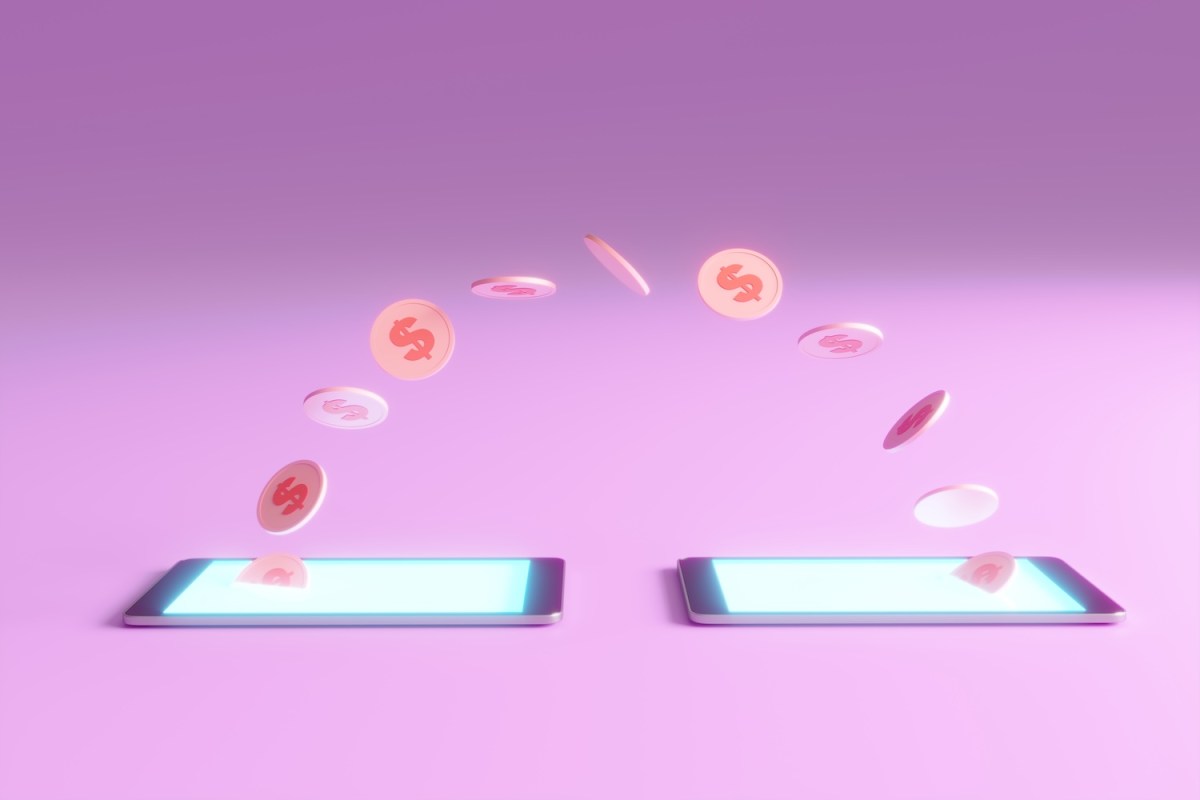 Geldtransfer zwischen Smartphones.