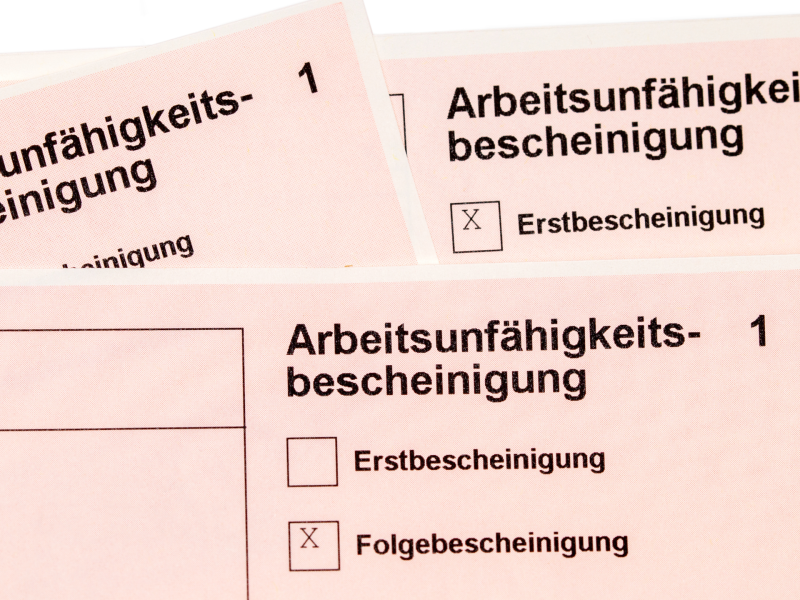 AU Erst- und Folgebescheinigung auf rosa Papier