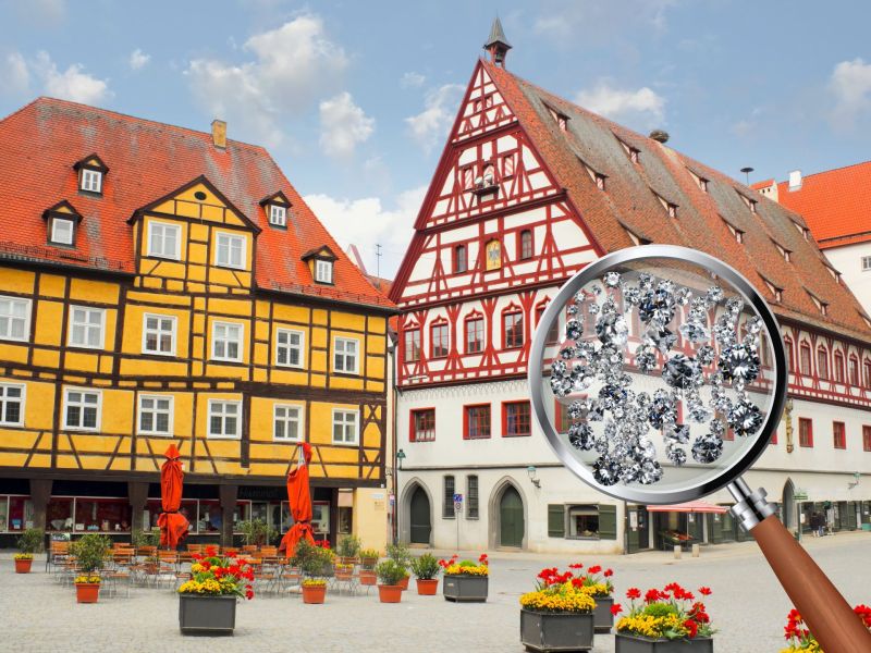 In Nördlingen wurden Millionen von Diamanten in den Mauern der Stadt verbaut.