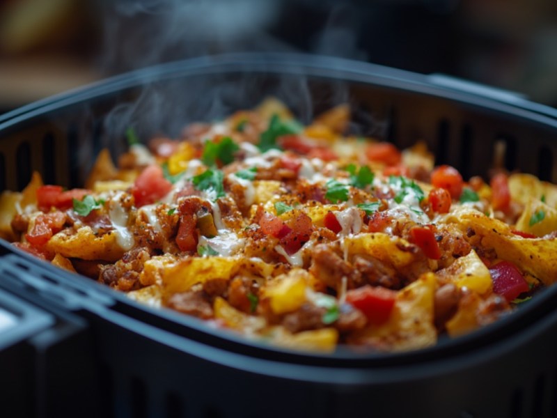 Loaded Nachos aus dem Airfryer.