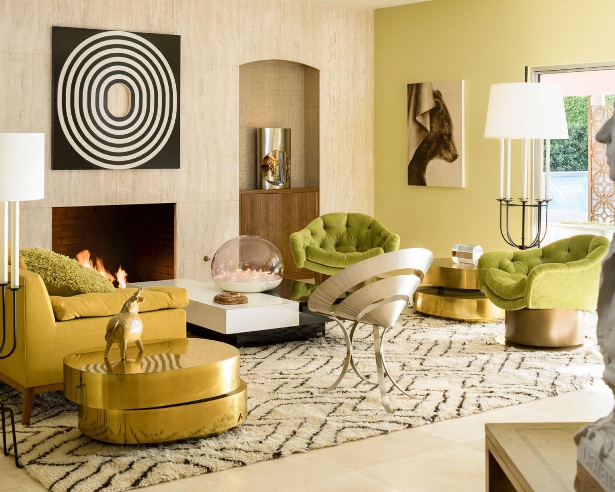 Wohnzimmer mit der Wohntrend-Farbe Matcha.