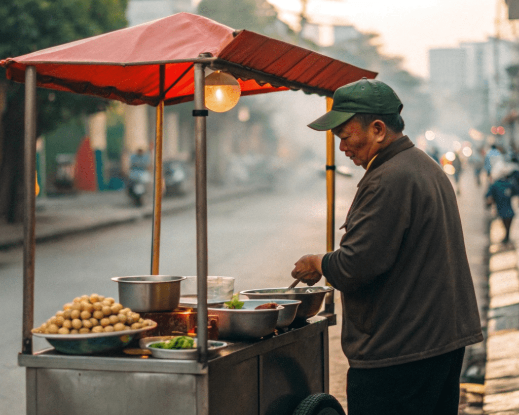 Als Grundnahrungsmittel werden in Vietnam Reis und Reisnudeln und eine große Anzahl verschiedener Gemüse gegessen.